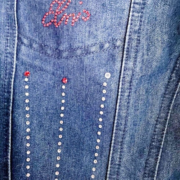 Vintage 1999 Graceland Denim Jacket bedazzled Fan Souvenir S/M - Picture 2 of 7